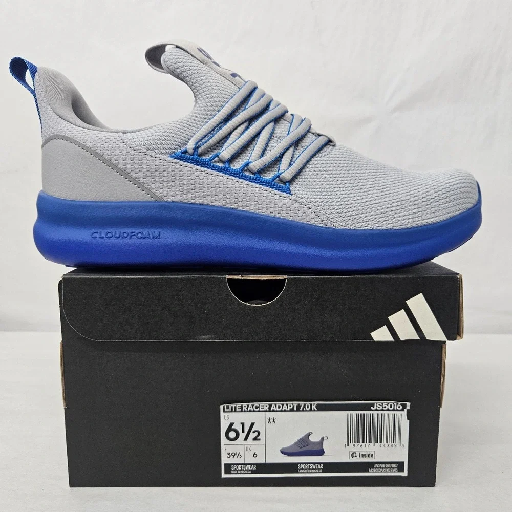 Adidas Lite Racer Adapt 7.0 K Athletic Sneakers JS5016 Grey Blue Kids Size 6.5‎